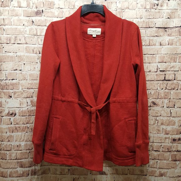 Eddie Bauer Cardigan Sweatshirt Open Front with Tie Size XS - Picture 2 of 14